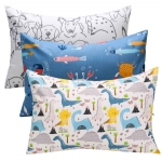 Cloele Kids Toddler Pillowcases,3 Pcs Travel Pillowcases Set 100% Cotton Pillow Cover Fits 13x18,Envelope Pillowcase for Children Soft Bedding Small Pillow Cover for Baby Pillows(Dinosaur&Crab&Dog)