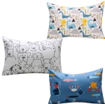 Cloele Kids Toddler Pillowcases,3 Pcs Travel Pillowcases Set 100% Cotton Pillow Cover Fits 13x18,Envelope Pillowcase for Children Soft Bedding Small Pillow Cover for Baby Pillows(Dinosaur&Crab&Dog)