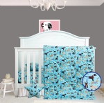 Cloele Toddler Bedding Set-100% Cotton Standard Size 3 Piece Crib Bedding Set,Soft Toddler Bedding-Includes Toddler Pillowcase,Crib Sheet,Baby Blanket-Dog Design for Boys and Girls