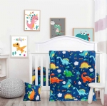 Cloele Baby Bedding Set-Milk Fiber Standard Size 3 Piece Crib Bedding Set,Soft Toddler Bedding-Includes Toddler Pillowcase,Crib Sheet,Baby Blanket-Dinosaur Design for Boys and Girls