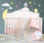 Cloele Toddler Bedding Set-100% Cotton Standard Size 3 Piece Crib Bedding Set,Soft Toddler Bedding-Includes Toddler Pillowcase,Crib Sheet,Baby Blanket-Owl Design for Boys and Girls