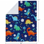 Cloele Baby Minky Blanket - Ultra Soft Escalate Size 33 x 42 Inch - Plush Mink Double Layer Fleece Fabric for Newborns Toddler Bedding Blanket Baby Swaddle Blanket - Dinosaur
