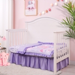 Cloele Crib Bedding Set for Girls 3 Pieces Butterfly Standard Size Baby Bedding Set - Nursery Bedding Set Includes Comforter Fitted Sheet Crib Skirt - Floral Baby Girls Crib Set,Purple