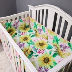 Cloele Crib Bedding Set for Baby Girls - 3 Piece Elephant Baby Bedding Set includes Pink Crib Skirt Crib Quilt Fitted Sheet - Sunflower Soft Nursery Comforter Bedding Set for Girls