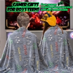 Cloele Glow in The Dark Gaming Blanket Game Controller Gifts Toys for Kids Boys -Gamer Room Decor Gamepad Throw Blanket Glowing Luminous Birthday Christmas Valentines Teens Gifts,Grey 50