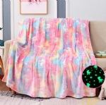 Cloele Glow in The Dark Blanket - Rainbow Unicorns Gift Toddler Girls Toys for 3-10 Year Old Girls 50 x 60 Soft Flannel Fleece Blanket - Luminous Birthday Christmas Halloween Gifts Blanket for Kids