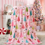 Cloele Christmas Throw Blanket - Cute Santa ClauS Flannel Holiday Blankets Pink Christmas Blanket Gifts - Home Décor Snowman Plush Blanket for Christmas, Decoration Gift,Bedding Couch and Gift 50