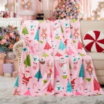 Cloele Christmas Throw Blanket - Cute Santa ClauS Flannel Holiday Blankets Pink Christmas Blanket Gifts - Home Décor Snowman Plush Blanket for Christmas, Decoration Gift,Bedding Couch and Gift 50