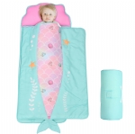 Cloele Toddler Nap Mat - Mermaids Nap Mat for Preschool with Removable Pillow and Blanket - 48 x 20 Rolled and Portable Kid's Sleeping Mat for Toddler Girls Preschool Daycare Travel
