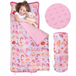 Cloele Toddler Nap Mats for Preschool with Removable Pillow and Minky Blanket - 53 x 21 Kid's Slumber Bags for Toddler Girls Preschool Daycare Kindergarten Camping Travel,Pink Dinosaur