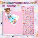 Cloele Toddler Nap Mats for Preschool with Removable Pillow and Minky Blanket - 53 x 21 Kid's Slumber Bags for Toddler Girls Preschool Daycare Kindergarten Camping Travel,Pink Dinosaur