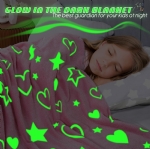 Cloele Glow in The Dark Heart Stars Blanket,Pink Throw Blanket Birthday Gift for 2 3 4 5 6 7 8 9 10 Year Old Kids Girls - Heart Flannel Throw Blanket Glowing Luminous Birthday Valentines Gifts,50