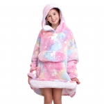 Cloele Wearable Blanket Hoodie for Kids Girls Glow in The Dark Blanket - Oversized Hooded Sweatshirt with Sleeves and Pocket Flannel Unicorns Birthday Christmas Gifts for Girls,One Size Fits All,Pink