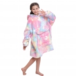 Cloele Wearable Blanket Hoodie for Kids Girls Glow in The Dark Blanket - Oversized Hooded Sweatshirt with Sleeves and Pocket Flannel Unicorns Birthday Christmas Gifts for Girls,One Size Fits All,Pink