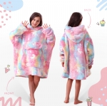 Cloele Wearable Blanket Hoodie for Kids Girls Glow in The Dark Blanket - Oversized Hooded Sweatshirt with Sleeves and Pocket Flannel Unicorns Birthday Christmas Gifts for Girls,One Size Fits All,Pink
