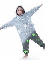 Cloele Glow in the Dark Star Onesie Pajamas for Girls Boys -  Kids Star Costume,Toddler Fleece Pajamas Fuzzy Flannel Halloween Christmas Cosplay Costume/Homewear/Sleepwear(Star)