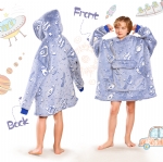Cloele Wearable Blanket Hoodie for Boys Girls Glow in The Dark Blanket - Oversized Hooded Sweatshirt with Sleeves and Pocket Flannel Space Birthday Christmas Gifts for Kids,One Size Fits All,Blue