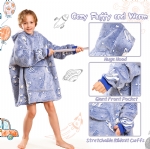Cloele Wearable Blanket Hoodie for Boys Girls Glow in The Dark Blanket - Oversized Hooded Sweatshirt with Sleeves and Pocket Flannel Space Birthday Christmas Gifts for Kids,One Size Fits All,Blue