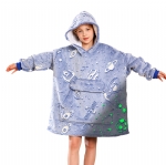 Cloele Wearable Blanket Hoodie for Boys Girls Glow in The Dark Blanket - Oversized Hooded Sweatshirt with Sleeves and Pocket Flannel Space Birthday Christmas Gifts for Kids,One Size Fits All,Blue