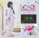 Cloele Glow in the Dark Unicorns Onesie Pajamas for Girls - Kids Unicorns Costume,Toddler Fleece Pajamas Fuzzy Flannel Halloween Christmas Cosplay Costume/Homewear/Sleepwear(Unicorns)